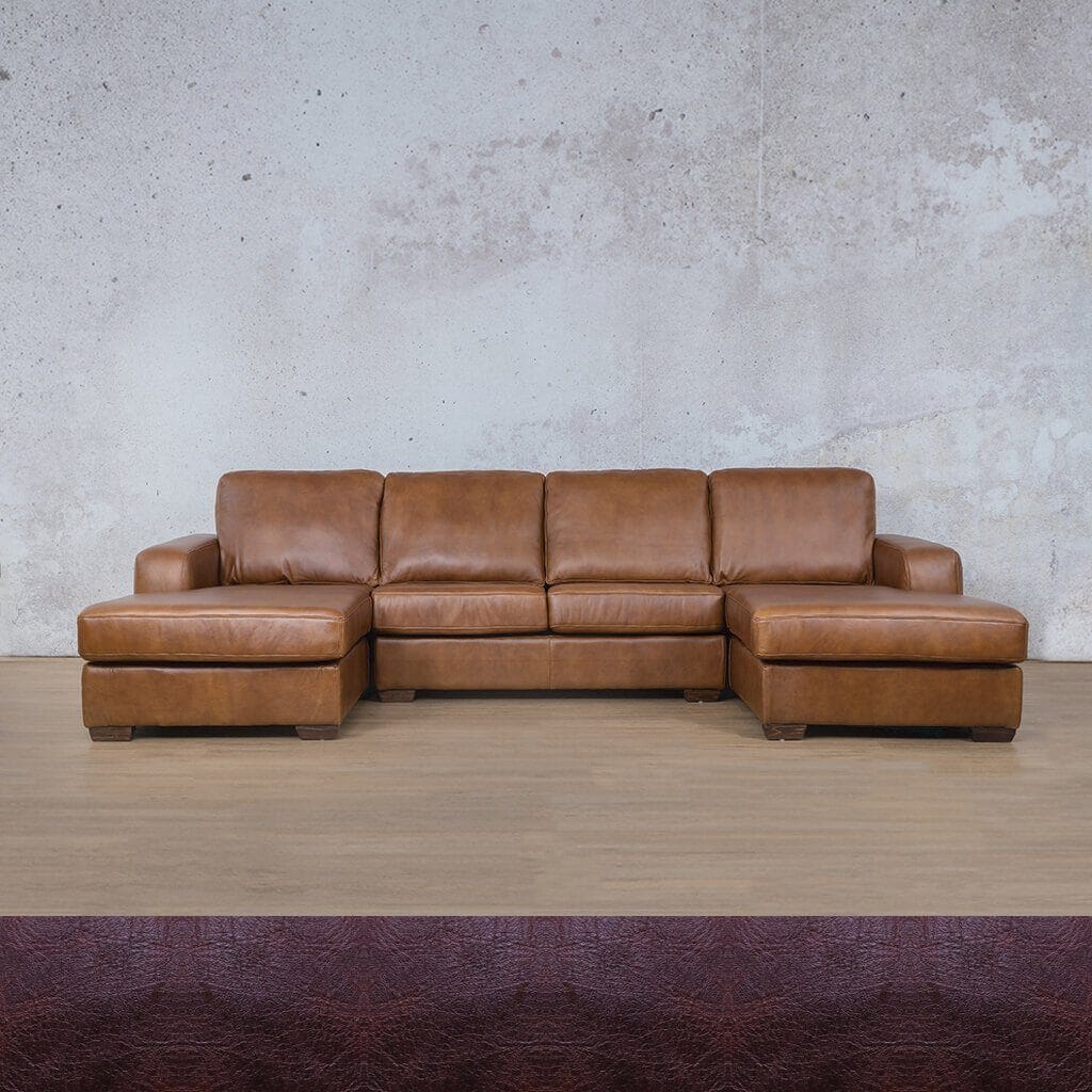 Stanford Leather U-Chaise Leather Sectional Leather Gallery Royal Coffee 