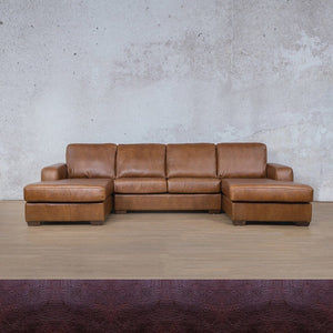 Stanford Leather U-Chaise Leather Sectional Leather Gallery Royal Coffee 