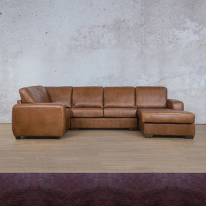Stanford Leather U-Sofa Chaise - RHF Leather Sectional Leather Gallery Royal Coffee 