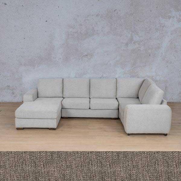 Stanford Fabric U-Sofa Chaise - RHF Fabric Sofa Leather Gallery Brown 