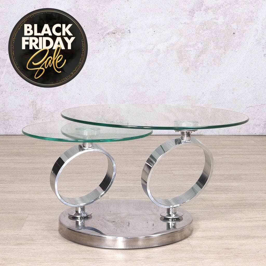 Swivel Stainless Steel Glass Coffee Table - Silver Coffee Table Leather Gallery 