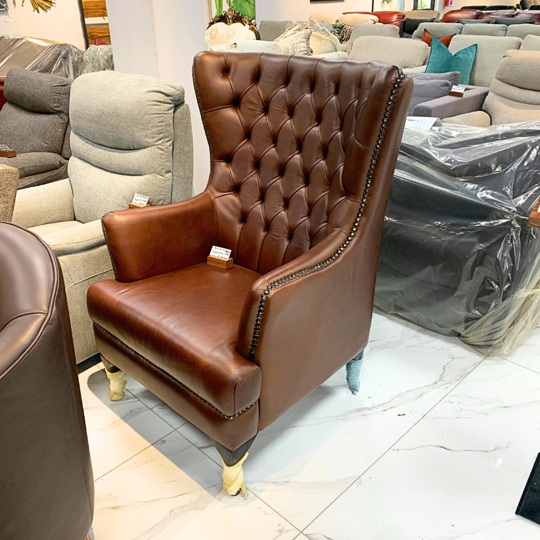 Salina Leather Occasional Chair Warehouse Clearance