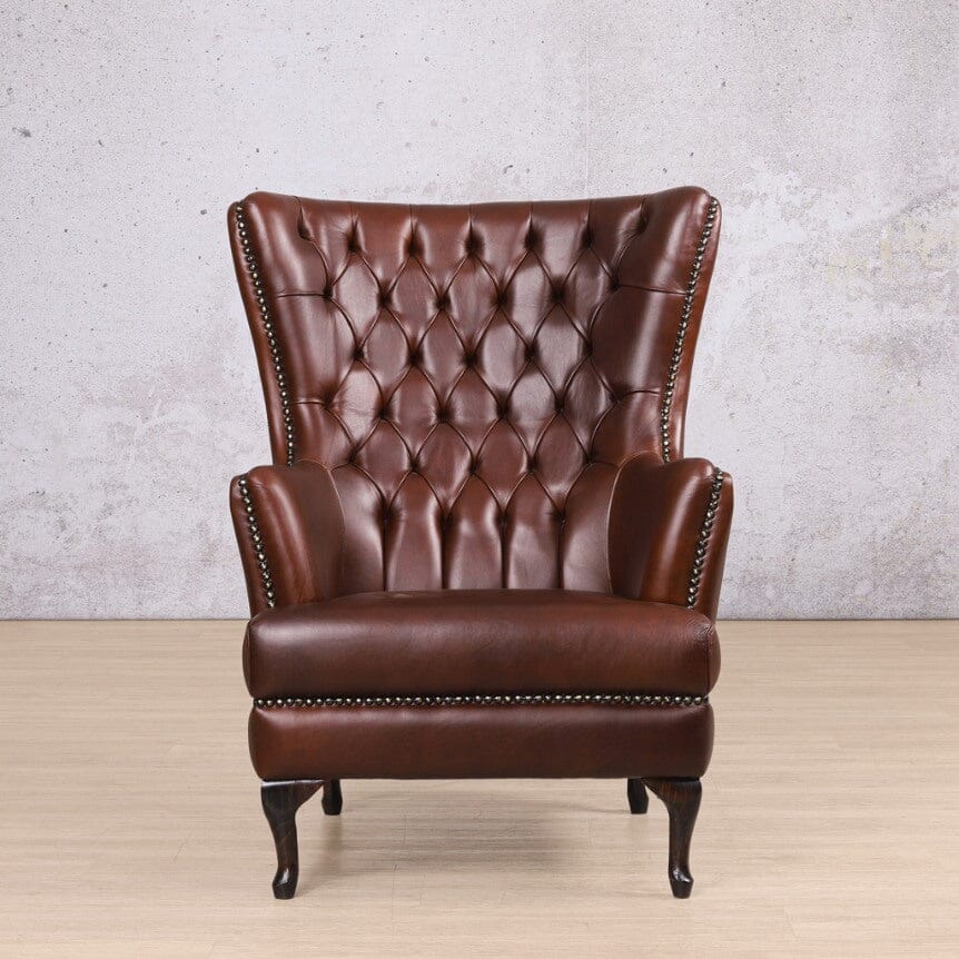 Salina Leather Armchair - Wingback Armchair & Customisable Leather Occasional Chair Leather Gallery 