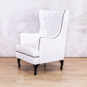 Salina Leather Wingback Armchair Occasional Chair Leather Gallery Urban White 