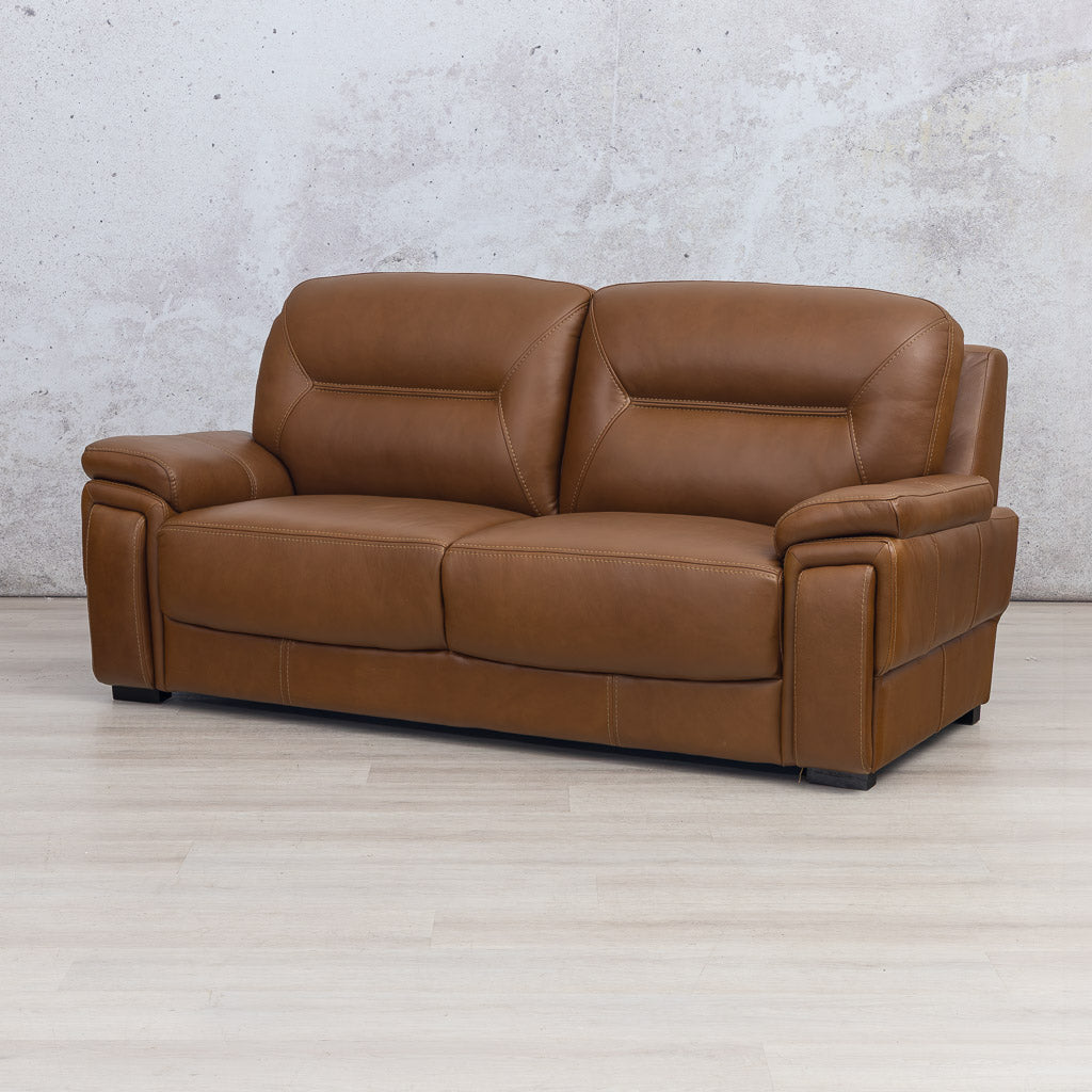 San Lorenze 2-seater Leather Sofa Suite, angle view, in Czar Pecan | Leather Couches, 2 seater couch, leather 2 seater couch, brown leather couch