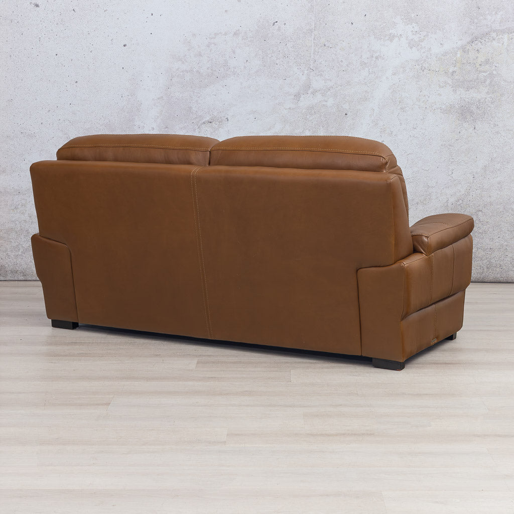 San Lorenze 2 Seater Leather Sofa - Czar Pecan, rear view | Leather Couches, genuine leather couches, two seater couch 