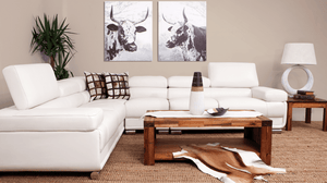 San Miguel L-Sectional Leather Sectional Leather Gallery White 