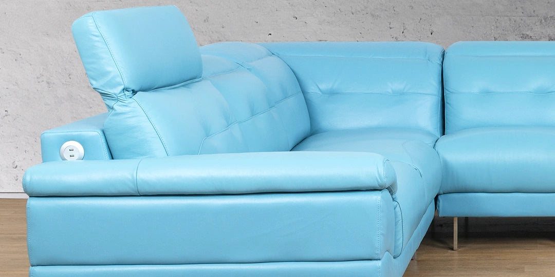 Baby blue outlet leather couch