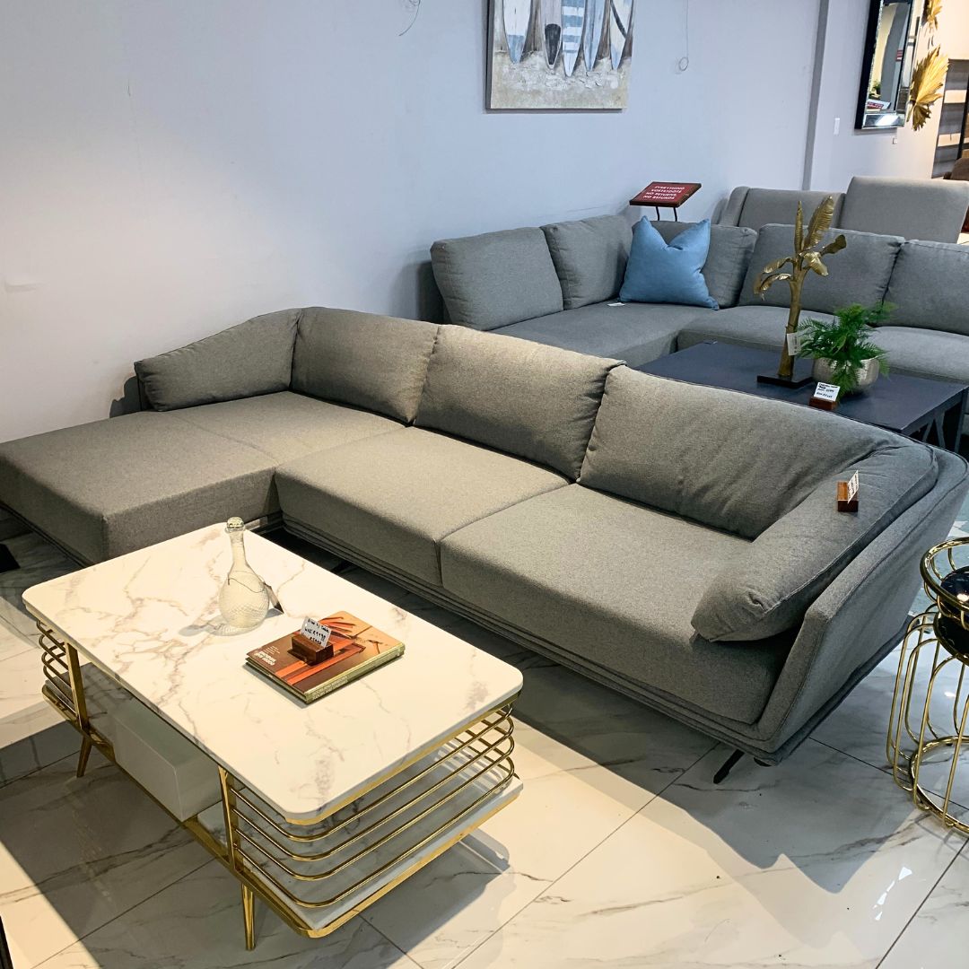 Santana Silver Charm Fabric Corner Suite - Warehouse Clearance