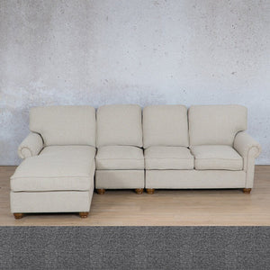 Salisbury Fabric Sofa Chaise Modular Sectional - LHF Fabric Corner Suite Leather Gallery Silver Charm 
