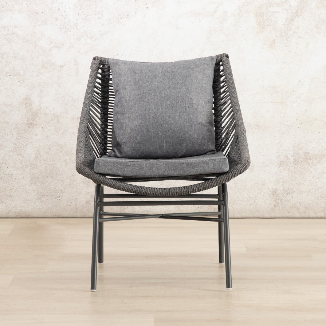 Solara Patio Chairs – Black, front view| Patio chairs and table, patio lounge set, patio furniture, patio chairs, outdoor chairs