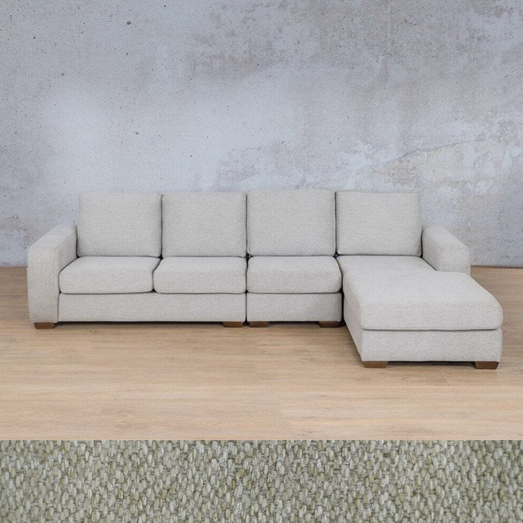 Stanford Fabric Modular Sofa Chaise - RHF Fabric Sectional Leather Gallery Kenya Beige 