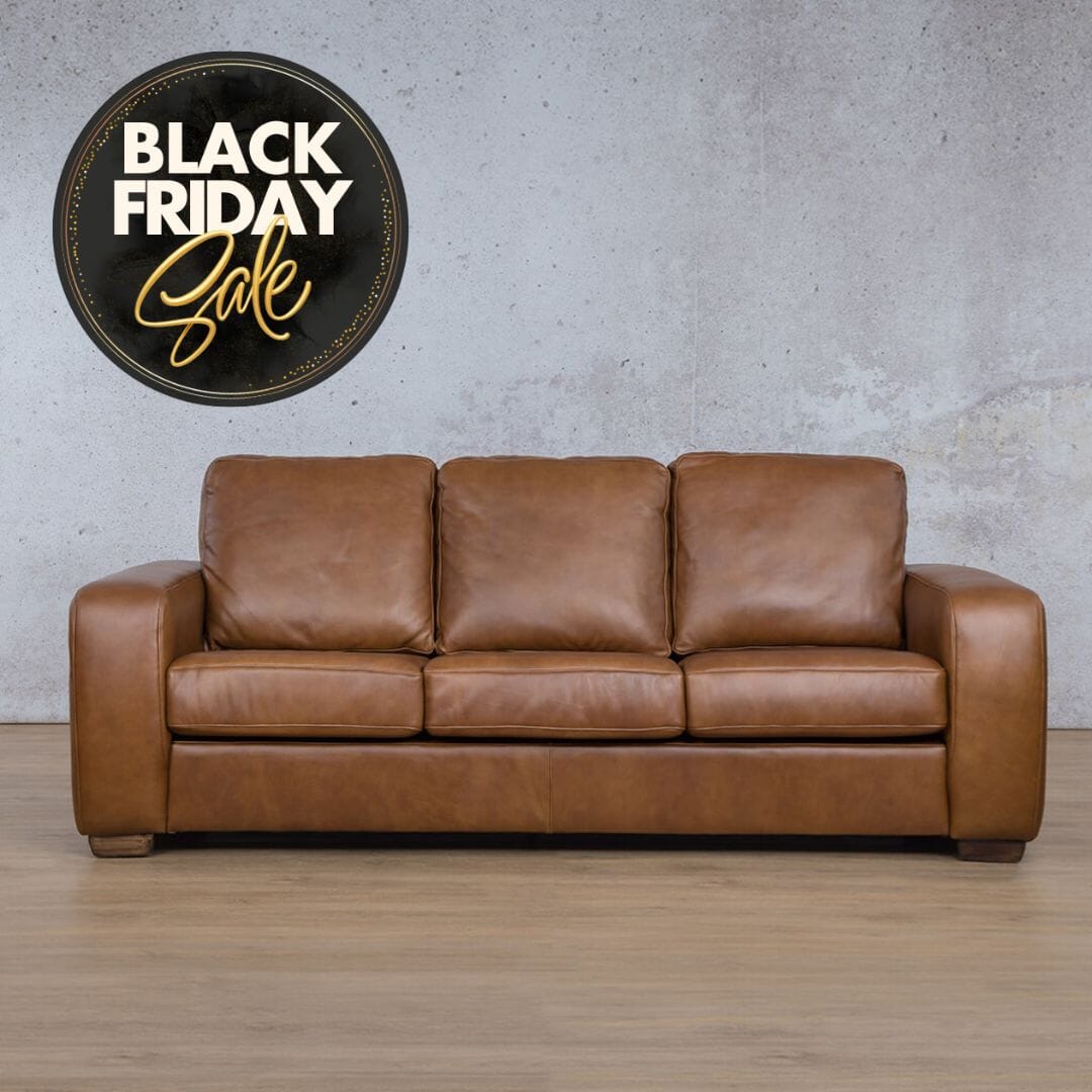 Stanford 3 Seater Leather Sofa - Czar Pecan - Black Friday Sale Leather Sofa Leather Gallery 