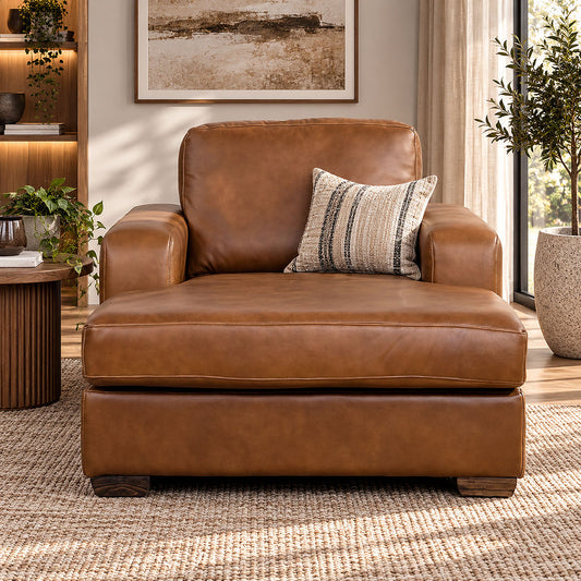 Stanford Leather 2 Arm Chaise Leather Corner Sofa Leather Gallery Czar Pecan-S Full Foam