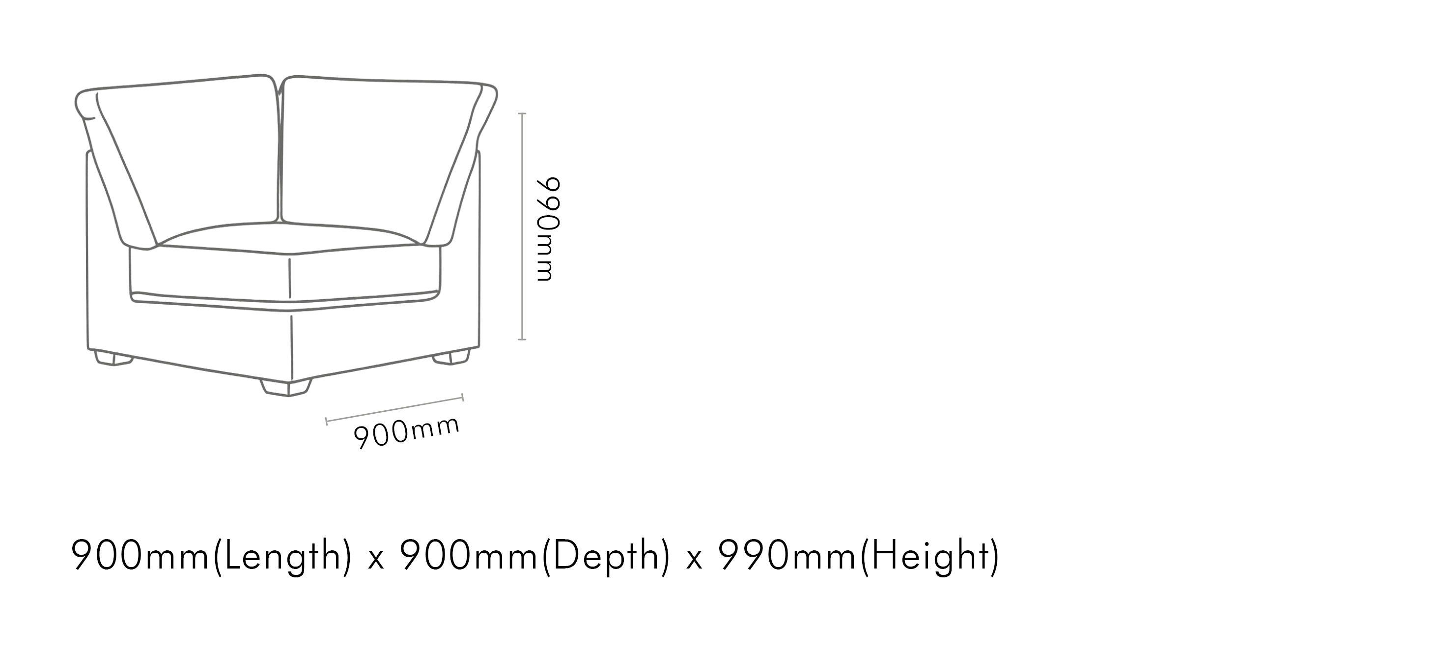 Measurement chart for Stanford Leather Corner