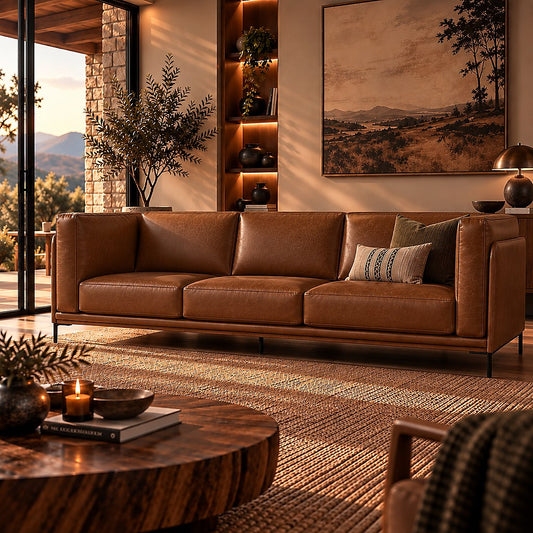 Stattera | Stellan 3 Seater Leather Couch - Midnight Brown