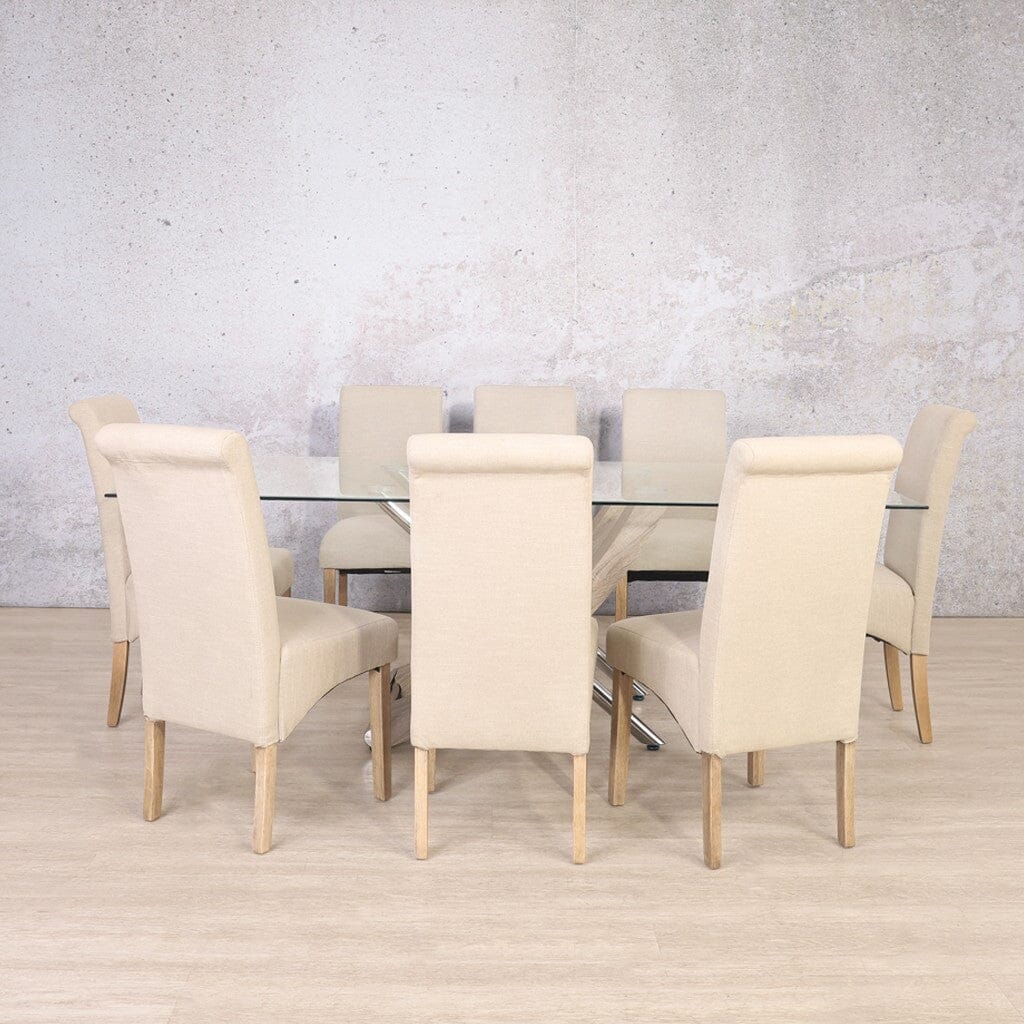 Tropez Glass & Windsor 8 Seater Dining Set Dining Table Leather Gallery 