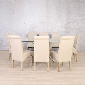 Tropez Glass & Windsor 8 Seater Dining Set Dining Table Leather Gallery 
