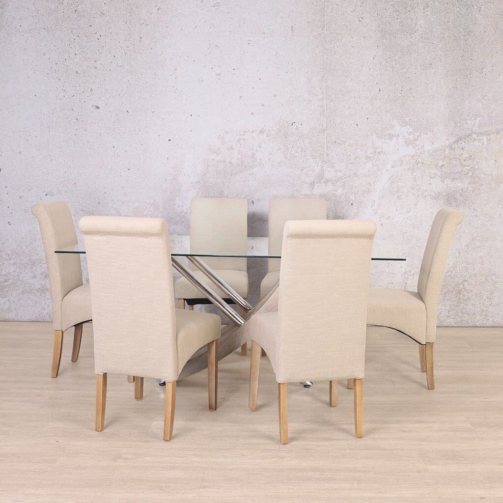 Tropez Glass & Windsor 6 Seater Dining Set Dining Table Leather Gallery 