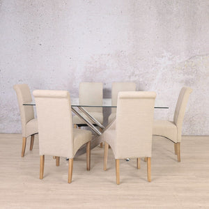 Tropez Glass & Windsor 6 Seater Dining Set Dining Table Leather Gallery 