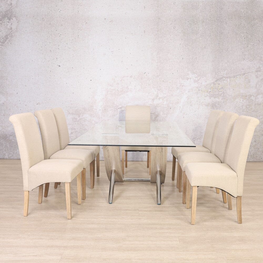 Tropez Glass & Windsor 8 Seater Dining Set Dining Table Leather Gallery 