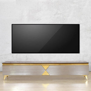 Brooklyn TV/Plasma - Black & Gold Coffee Table Leather Gallery Stainless Steel Gold 