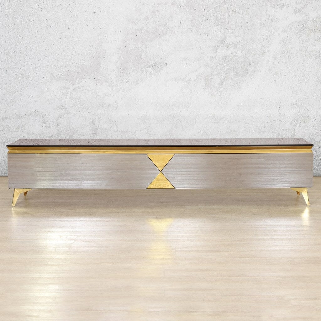 Brooklyn TV/Plasma - Black & Gold Coffee Table Leather Gallery Stainless Steel Gold 
