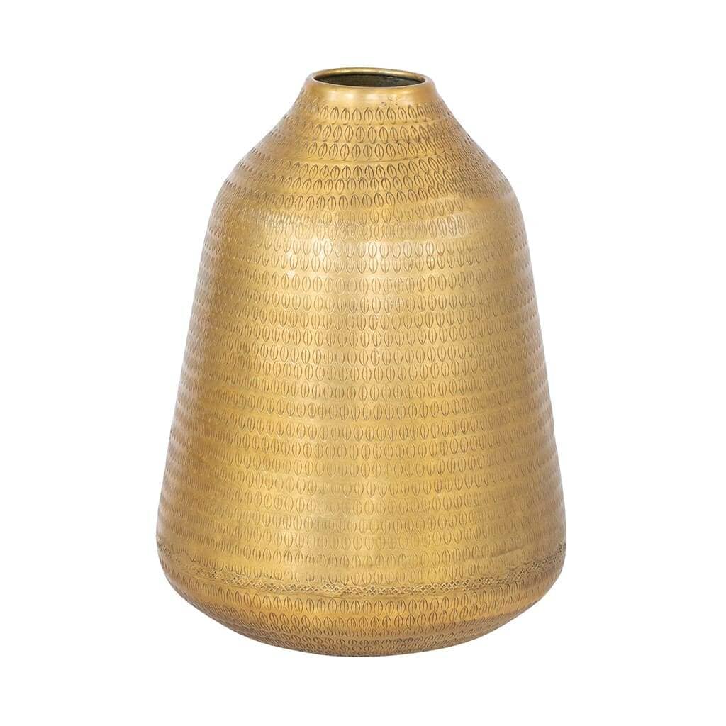 Timor Carved Vase Vase Leather Gallery 30 x 38.75cm Gold Finish 