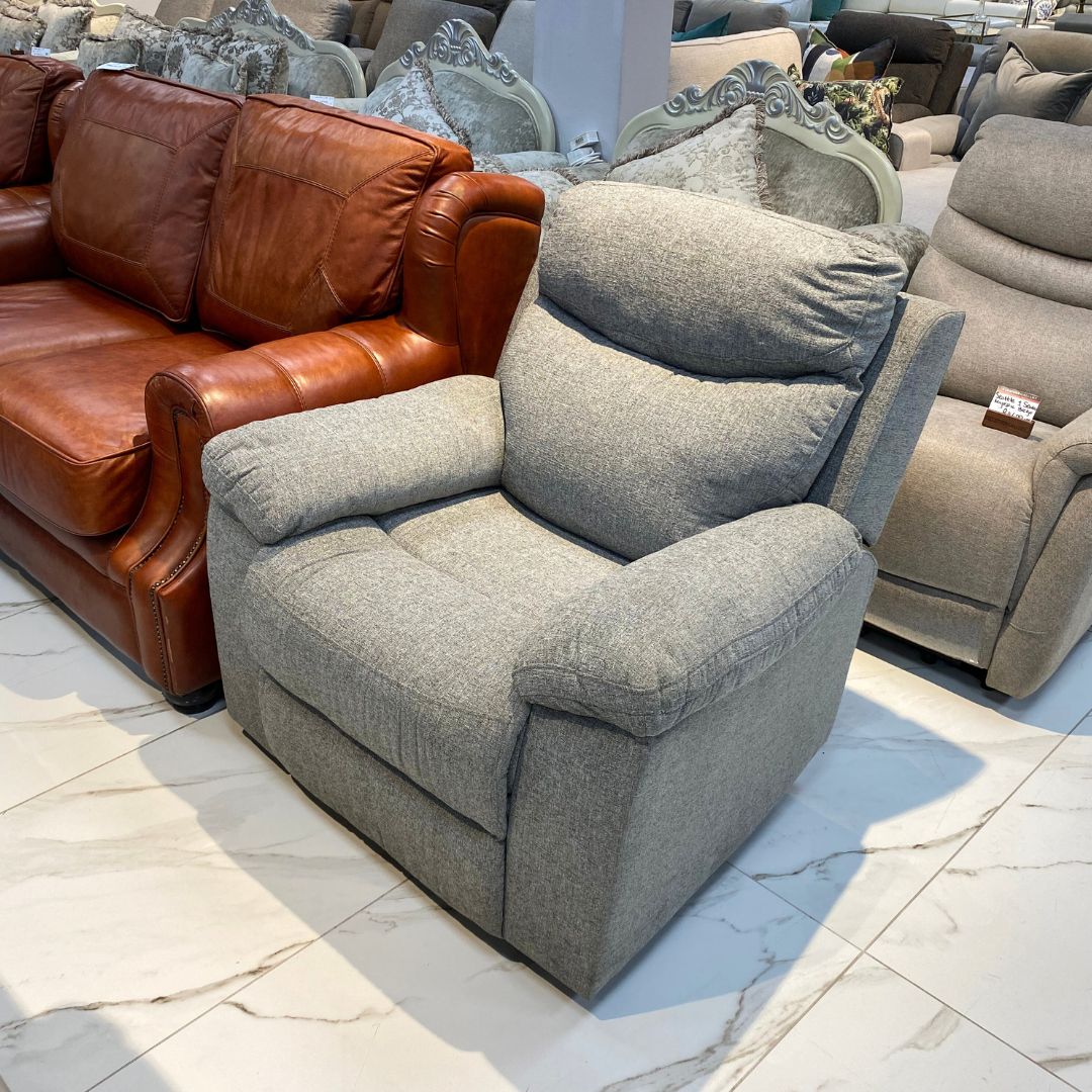 Tinetto 1 Seater Recliner - Chromium Grey - Warehouse Clearance