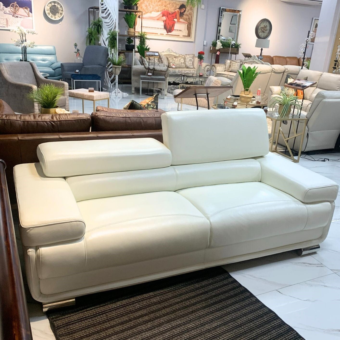Tobago 3 Leather Sofa - Warehouse Clearance Fabric Corner Suite Leather Gallery White 