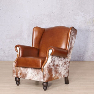 Torin Wingback Armchair - Nguni Leather Fabric Armchair Leather Gallery 