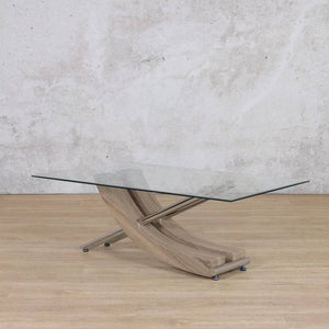 Tropez Glass Coffee Table - Grey Oak Coffee Table Leather Gallery 