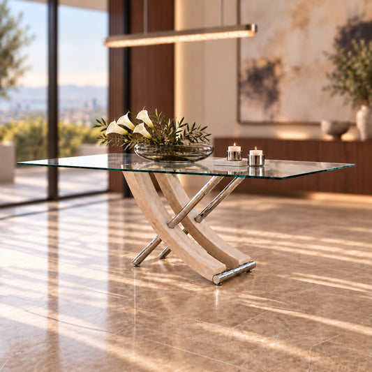 Tropez Glass Coffee Table - Grey Oak Coffee Table Leather Gallery