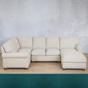 Salisbury Fabric U-Sofa Chaise Sectional - RHF Fabric Corner Suite Leather Gallery Turquoise 