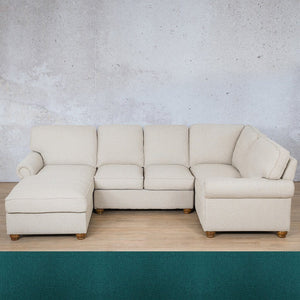 Salisbury Fabric U-Sofa Chaise Sectional - LHF Fabric Corner Suite Leather Gallery Turquoise 