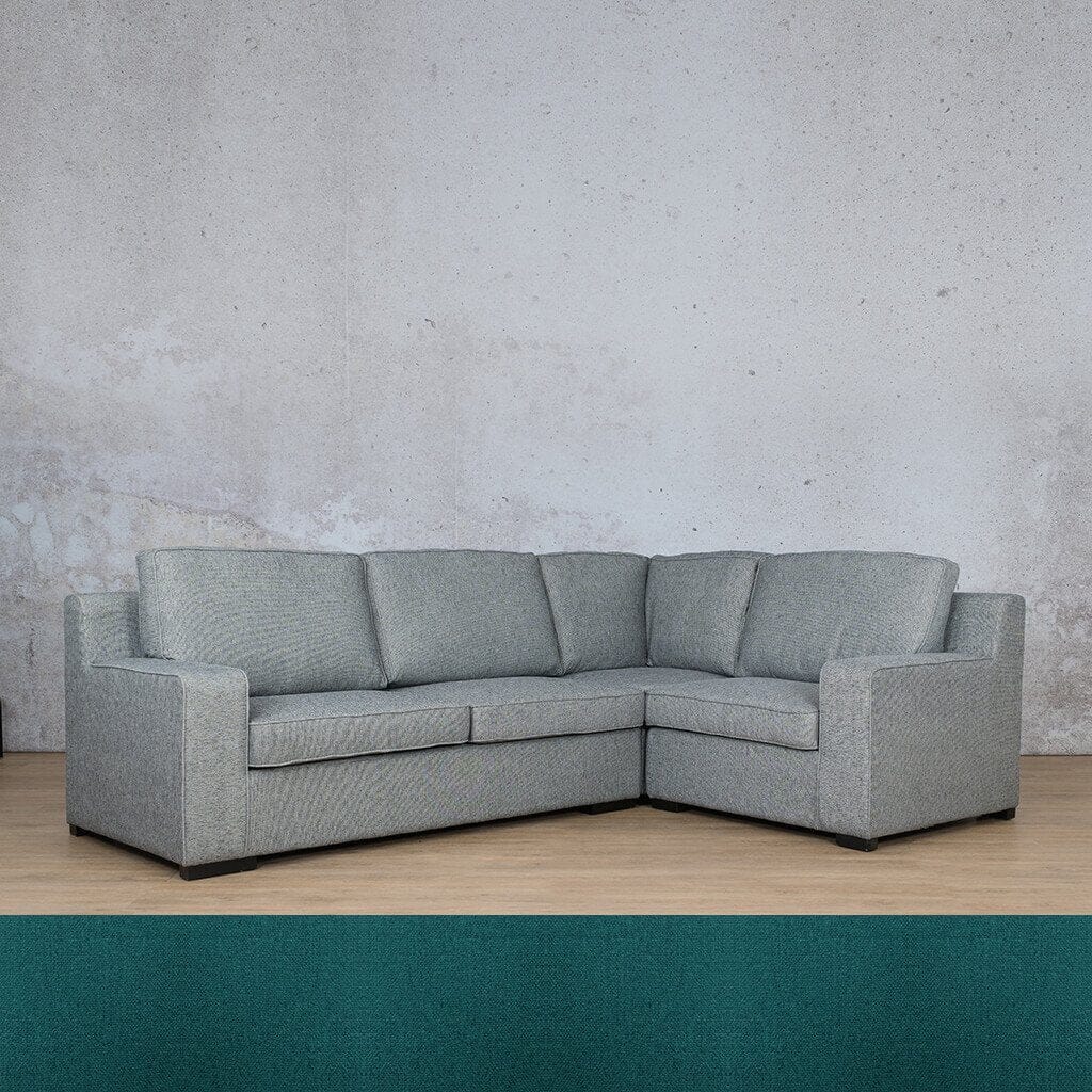 Rome Fabric L-Sectional 4 Seater LHF Fabric Corner Suite Leather Gallery Turquoise 