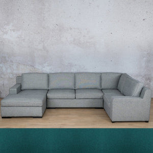 Rome Fabric U-Sofa Chaise Sectional- LHF Fabric Corner Suite Leather Gallery Turquoise 