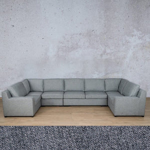 Rome Fabric Modular U-Sofa Sectional Fabric Corner Suite Leather Gallery Detroit Black 