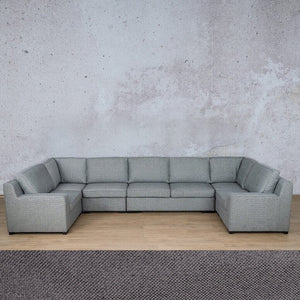Rome Fabric Modular U-Sofa Sectional Fabric Corner Suite Leather Gallery Harbour Grey 