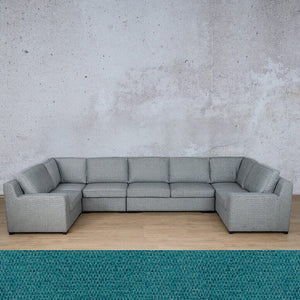 Rome Fabric Modular U-Sofa Sectional Fabric Corner Suite Leather Gallery Turquoise 