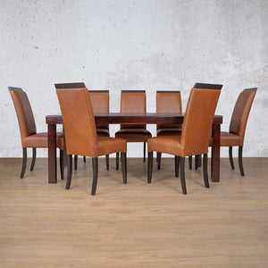 Urban Leather Dining Set - 8 Seater Dining room set Leather Gallery Royal Walnut 