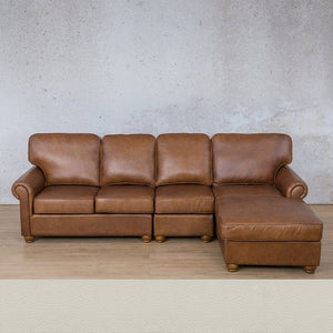 Salisbury Leather Sofa Chaise Modular Sectional - RHF Leather Sectional Leather Gallery Urban White 