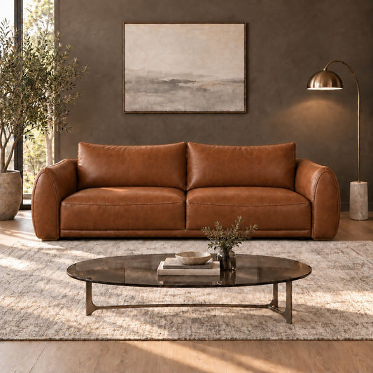 Valen Leather Couch - Midnight Brown
