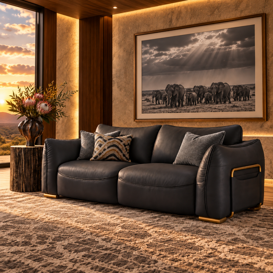 Valen Leather Couch - Onyx Black