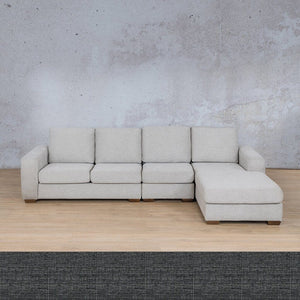 Stanford Fabric Modular Sofa Chaise - RHF Fabric Sectional Leather Gallery Volcanic Charcoal 