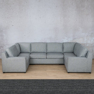 Rome Fabric U-Sofa Sectional Fabric Corner Suite Leather Gallery Volcanic Charcoal 