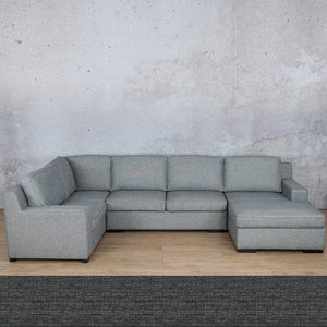 Rome Fabric U-Sofa Chaise Sectional - RHF Fabric Corner Suite Leather Gallery Volcanic Charcoal 