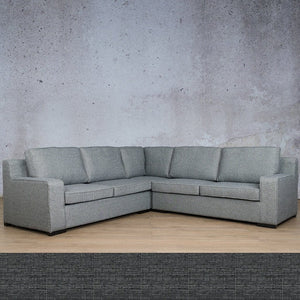 Rome Fabric L-Sectional 5 Seater Fabric Corner Suite Leather Gallery Volcanic Charcoal 