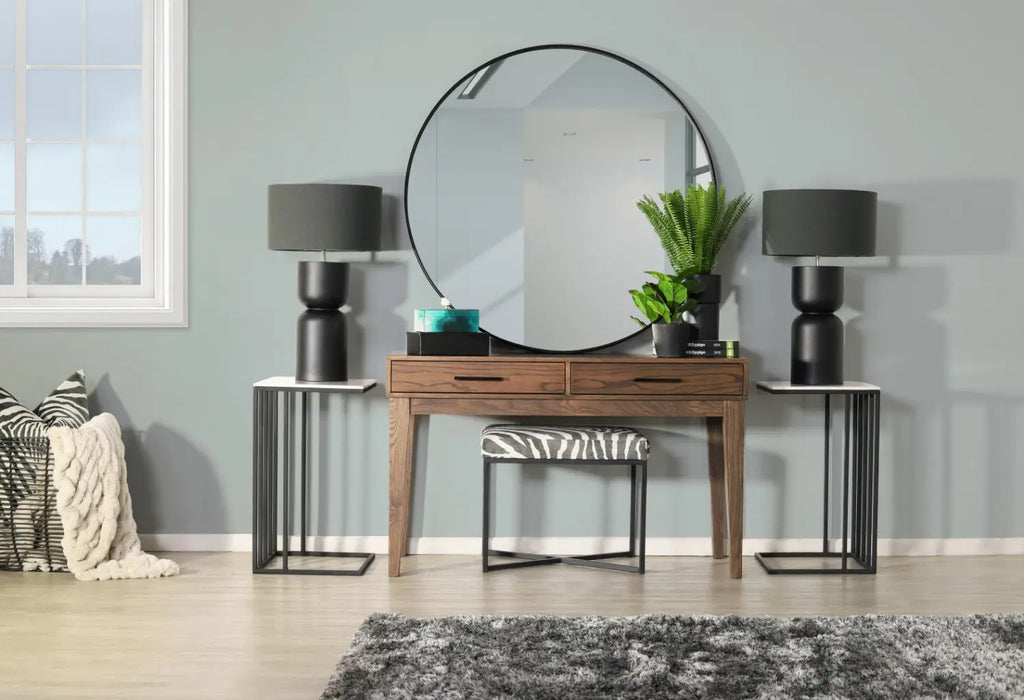 Elevate your space with the Willow 1.3m Vanity Table in Antique Dark Oak.