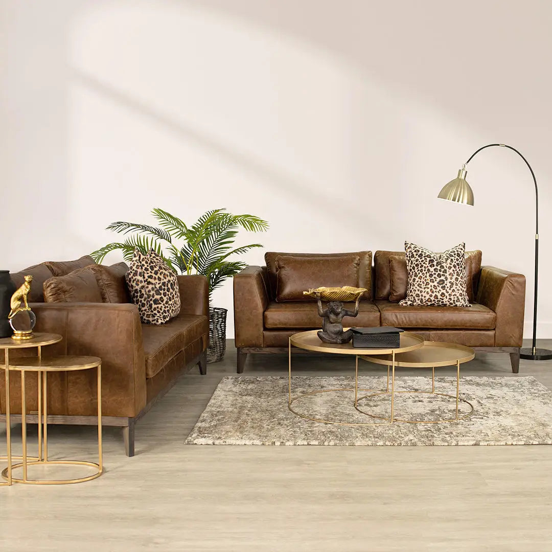 Experience comfort and style with the Willow Leather 3+2 Sofa Suite in Royal Mocha.